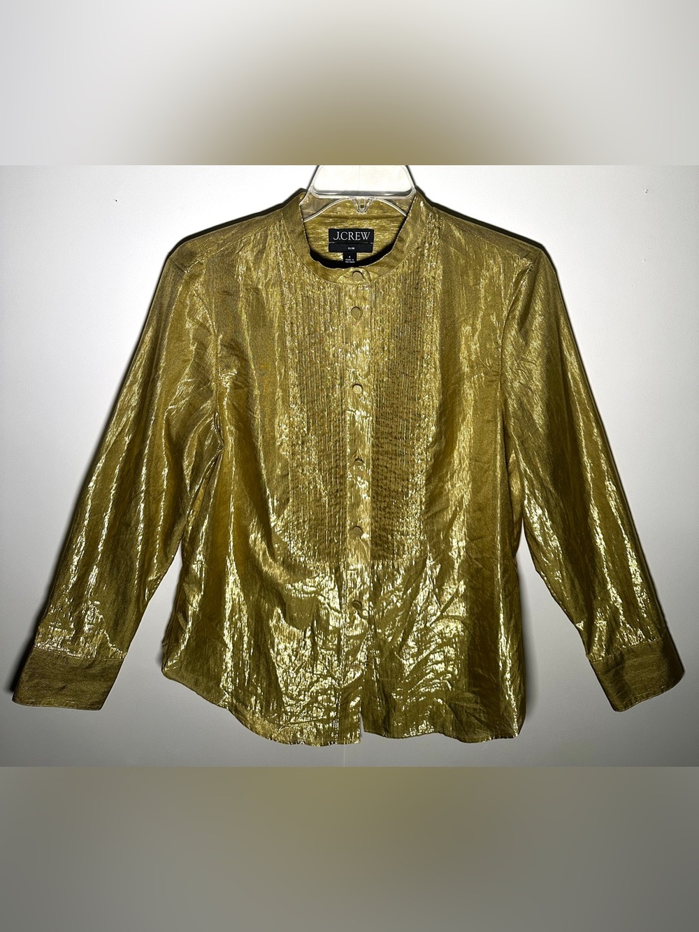 J. Crew Olive Gold Shimmer Button-Up Shirt